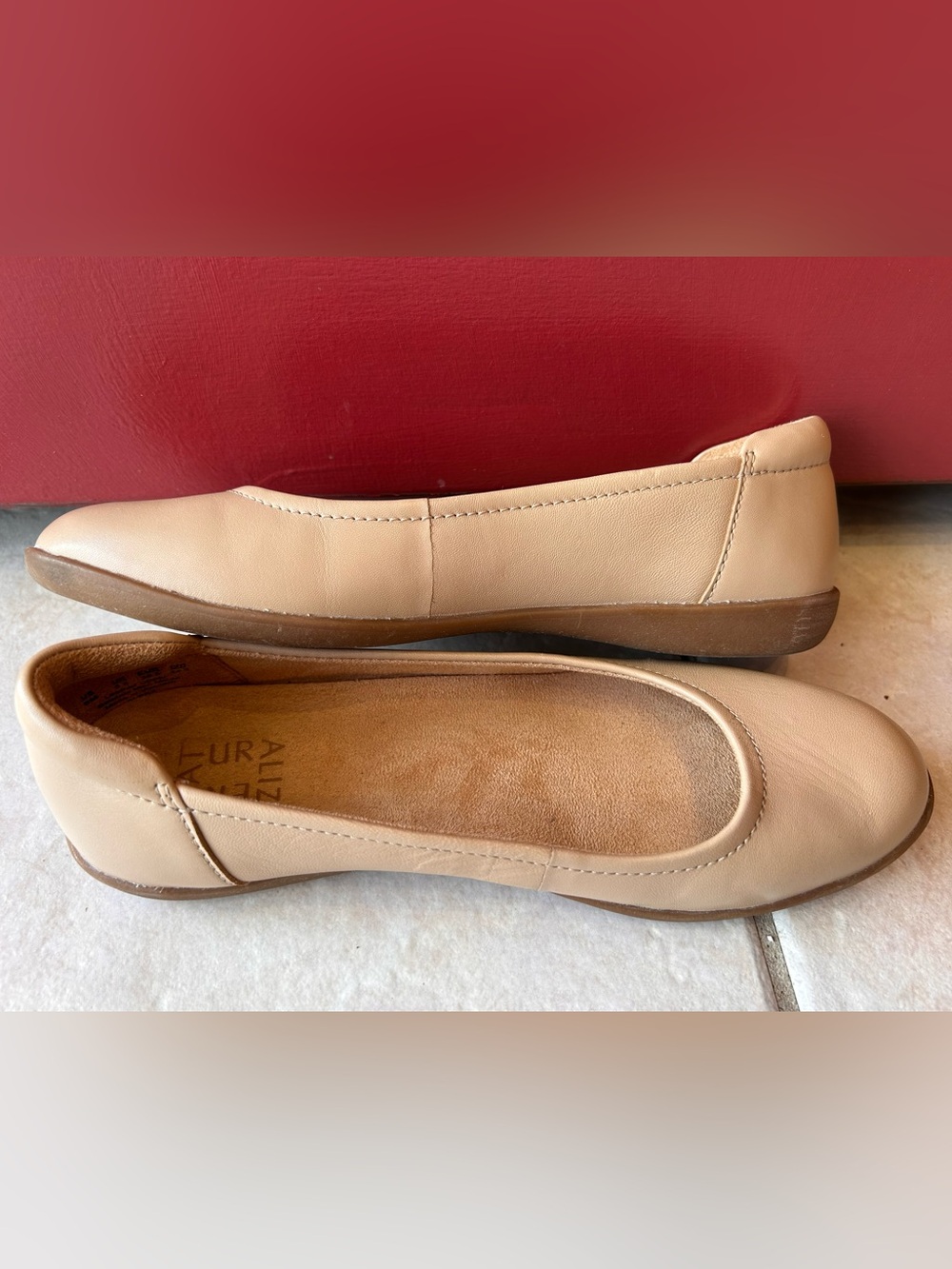 NWOT NATURALIZER “Flexy”s8 nude/Tan Leather Ballet Flats-Slip-On Comfort-MSRP$70 - Picture 7 of 9